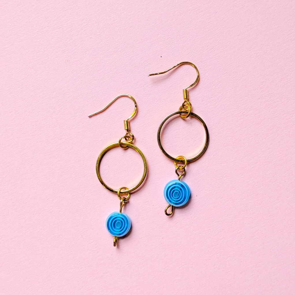 Golden Hoop with Blue Swirl