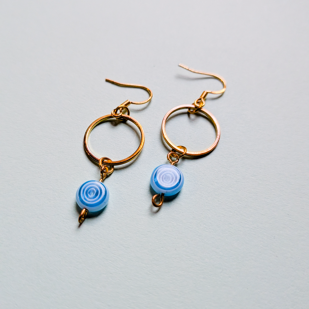 Golden Hoop with Blue Swirl